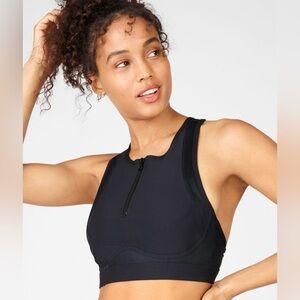 Fabletics‎ Blare Zip Front High Impact Black Sports Bra Size XXS
